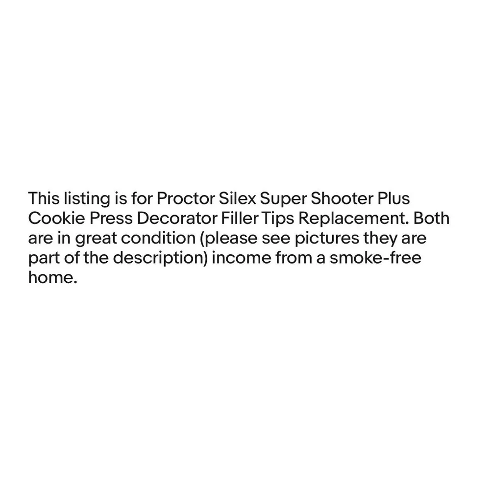 Proctor Silex Super Shooter‎ Plus Cookie Press Decorator Filler Tips Replacement